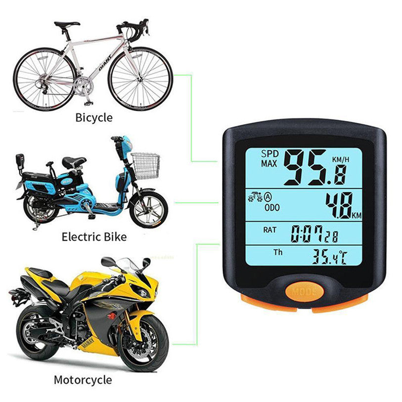 Waterproof Bike Speedometer LCD Backlight Rainproof